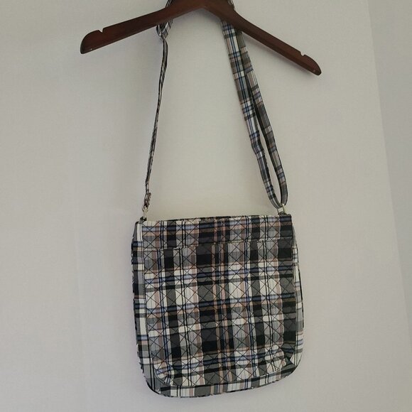 VERA BRADLEY TRIPLE ZIP HIPSTER- COZY PLAID NEUTRAL CROSSBODY (STYLE#27041-T10) - Picture 12 of 12